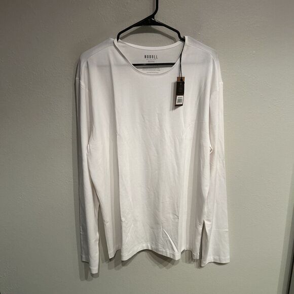 Nobull Mens XL Long Sleeve Shirt White Performance Gym Stretch - Picture 1 of 5
